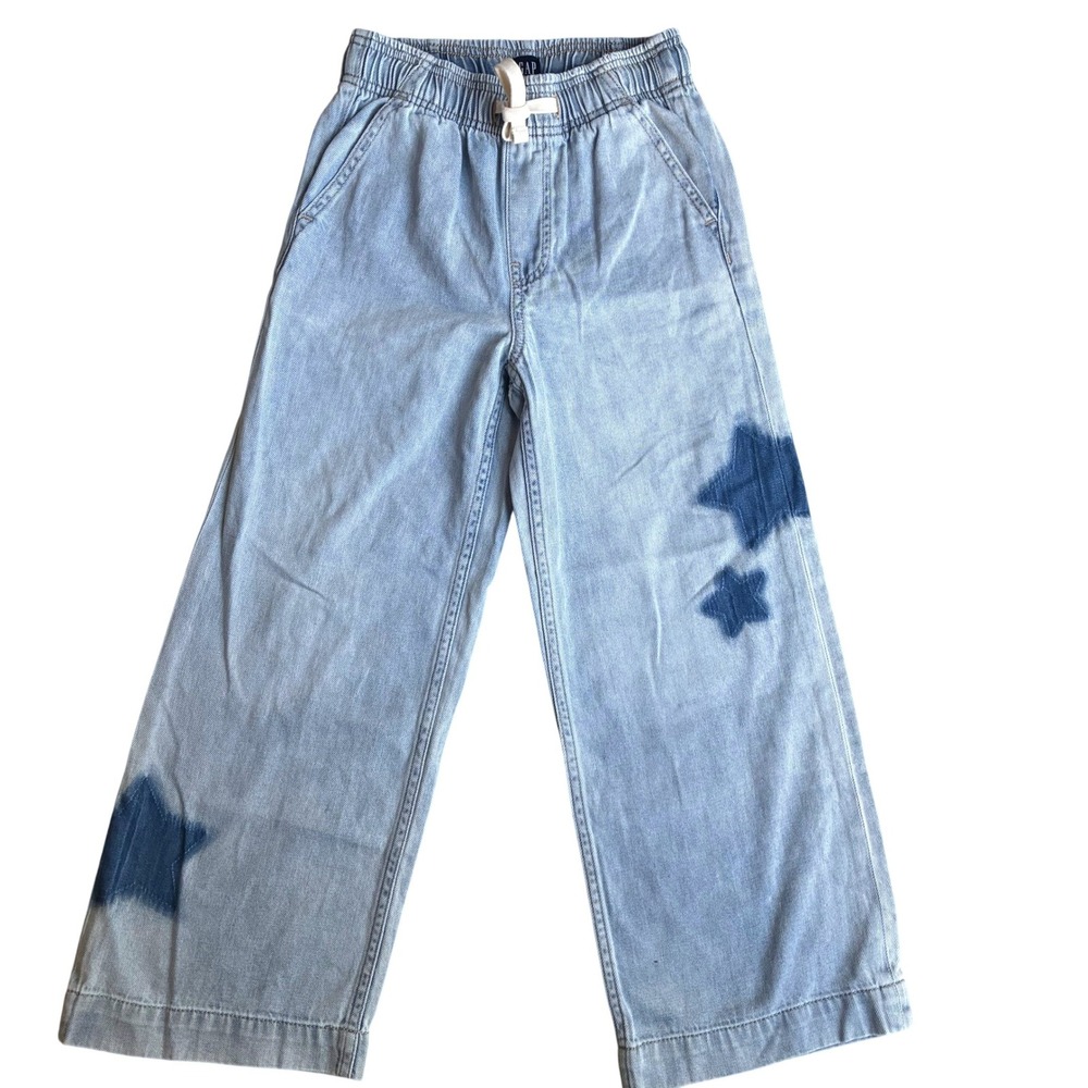 Gap Kids Wide Leg Jeans Light Wash Cotton Denim Trendy Loose Pant Girls Medium 8
